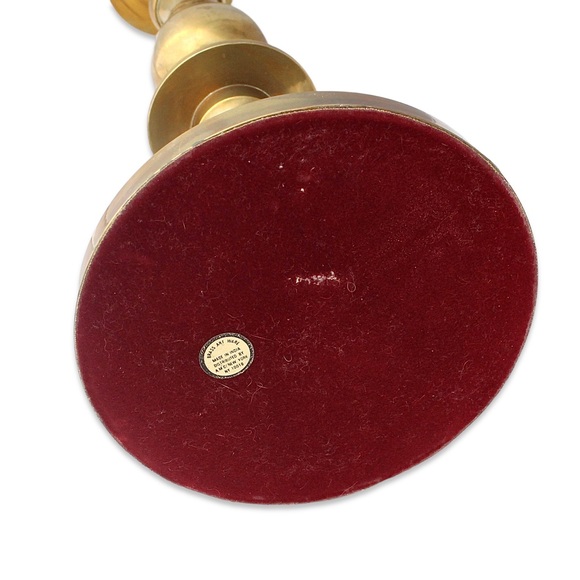 Vintage Brass Candle Holder Set Two Piece Large Taper Candlestick AMC New York - Picture 8 of 9